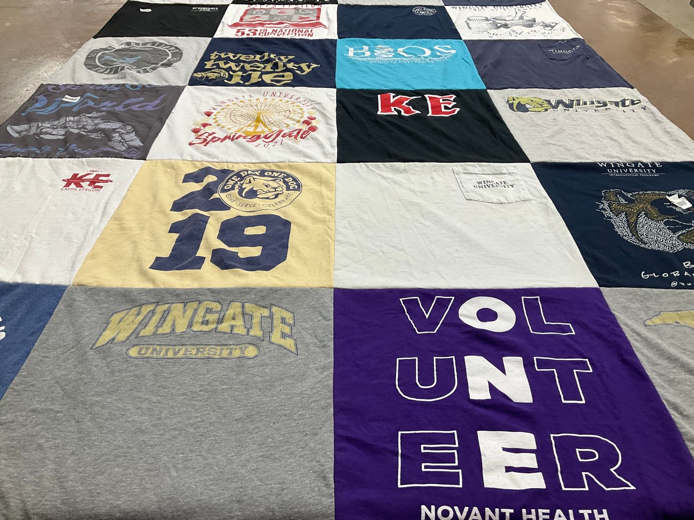 T-shirt quilt from wingate university by Janah from SC