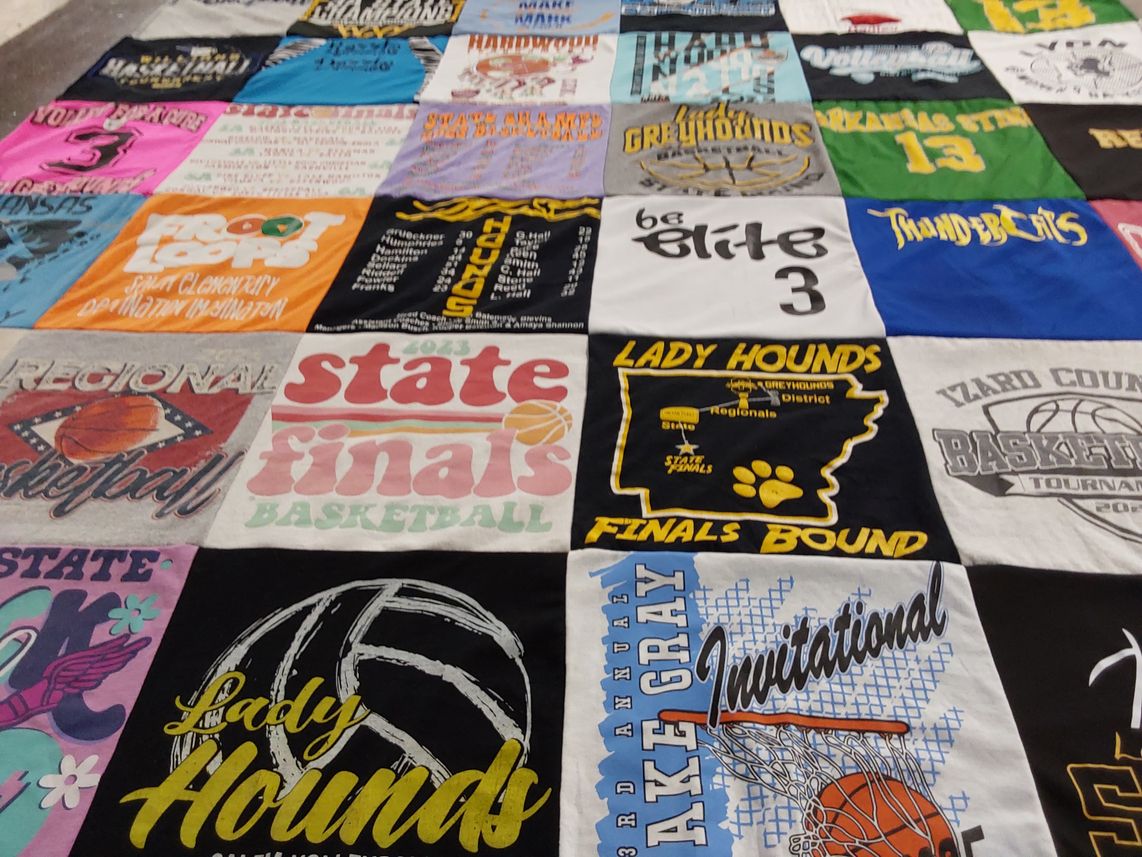 T-shirt quilt featuring lady hounds basketball team, greyhounds basketball team by Cassandra from AR