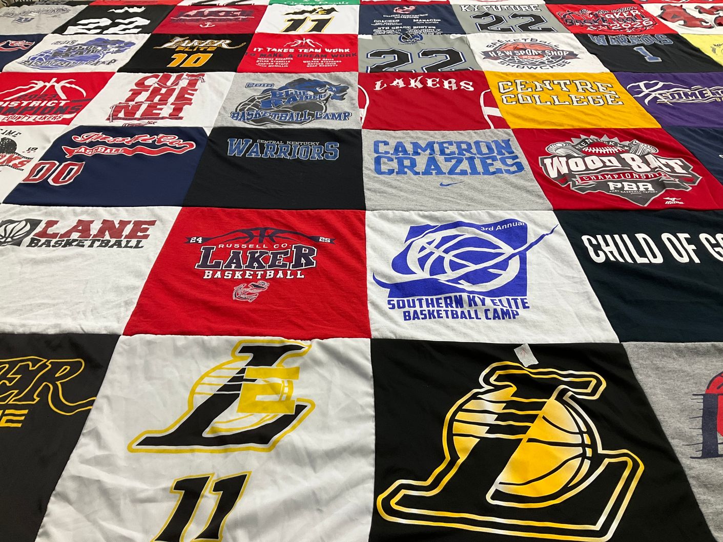 T-shirt quilt featuring russell county lake basketball, lane basketball by Jamie from KY