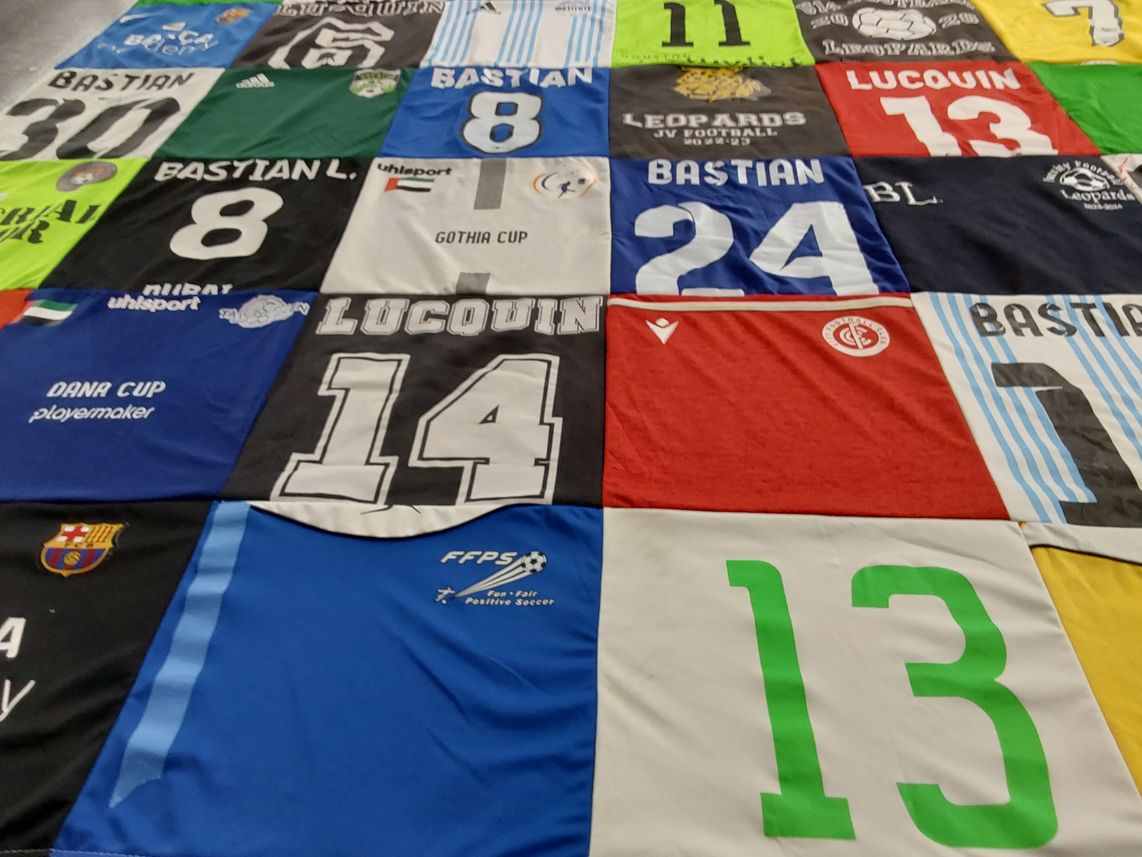 T-shirt quilt featuring leopards, bastian by Anne from TX