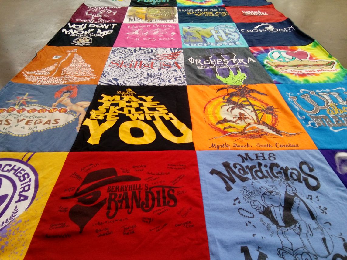 T-shirt quilt from midland high school by Lisa from TX