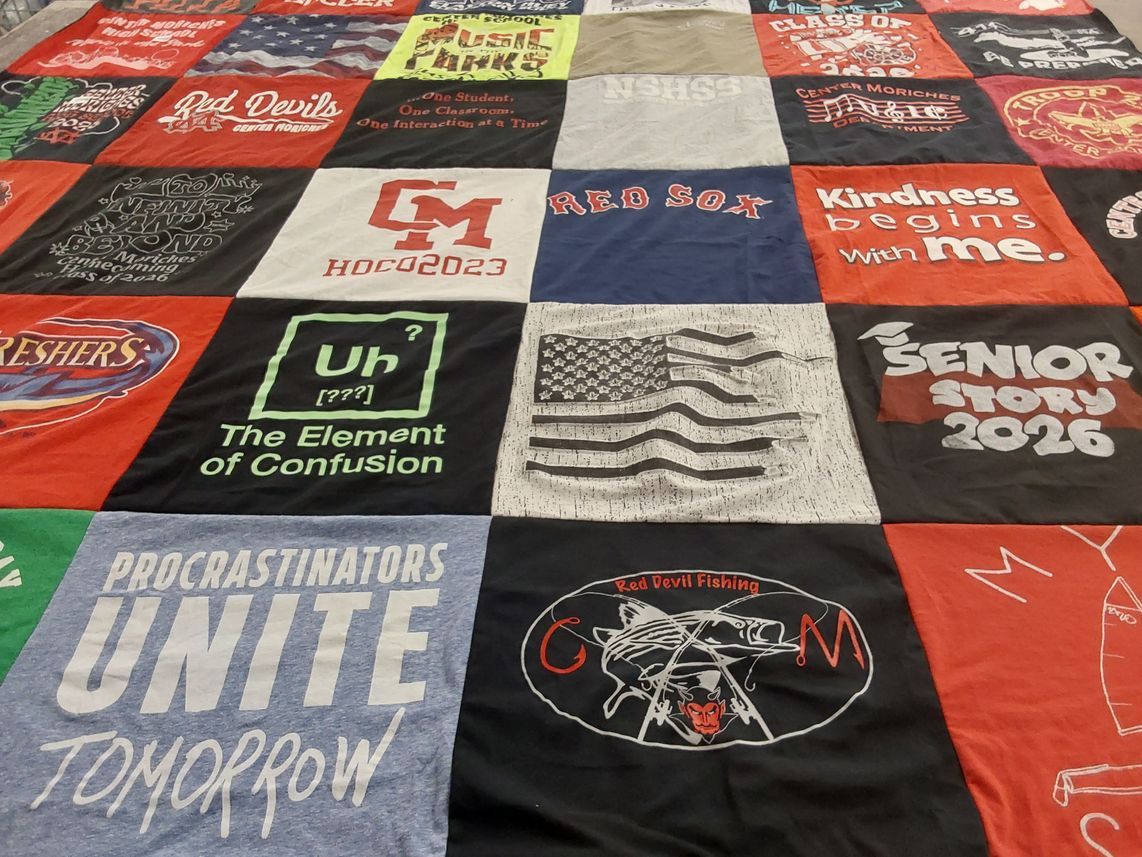 T-shirt quilt featuring red devil fishing team by Jessica from NY