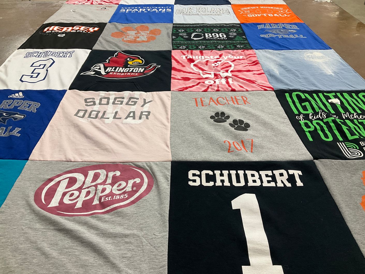 T-shirt quilt featuring hersey high school, arlington high school by Samantha from IL