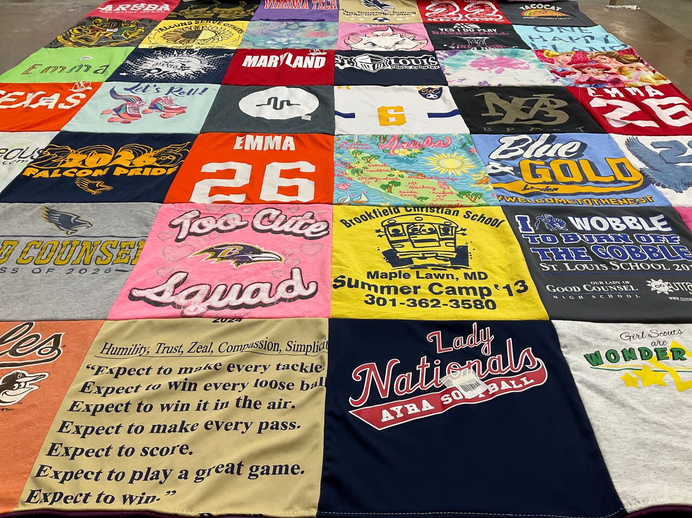 T-shirt quilt featuring ayra softball by Maria from MD
