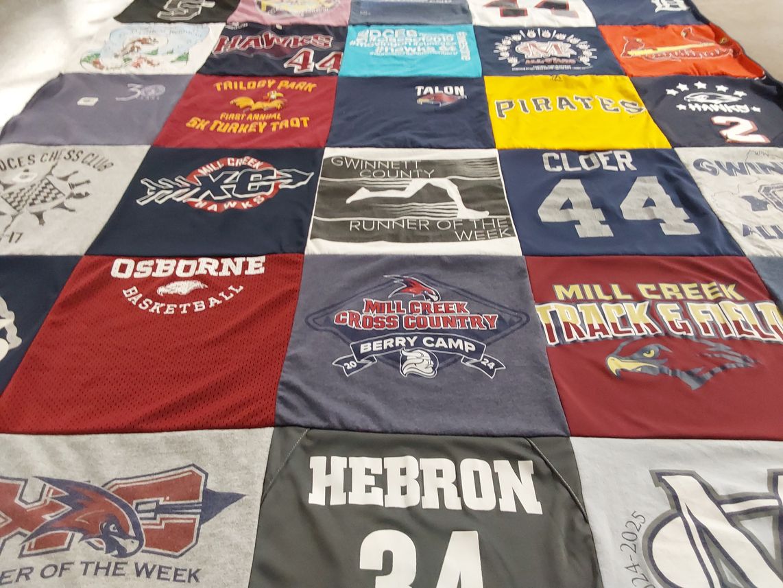 T-shirt quilt featuring mill creek cross country, osborne basketball by Mary Katherine from GA