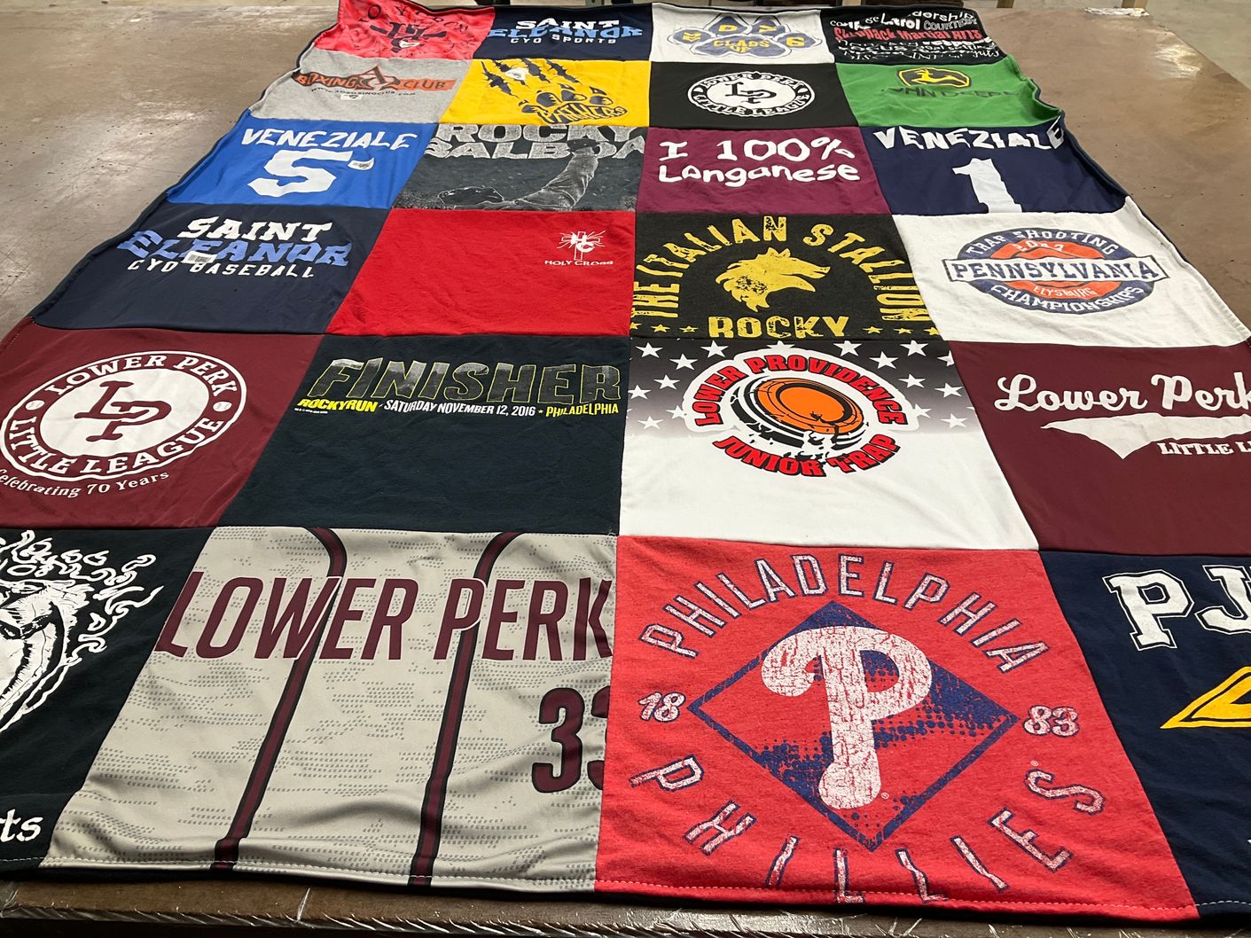 T-shirt quilt featuring lower perk little league by Kelly from PA