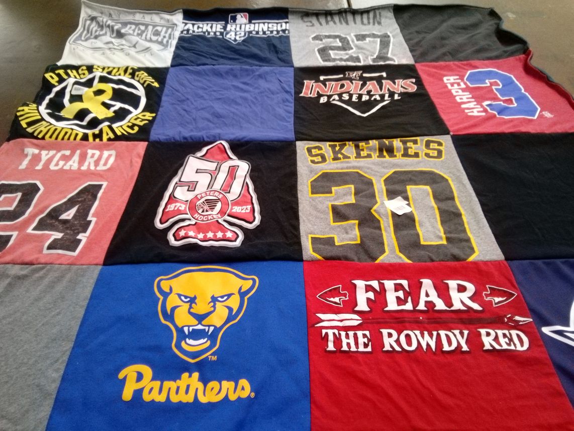 T-shirt quilt featuring peters township hockey by Cara from PA