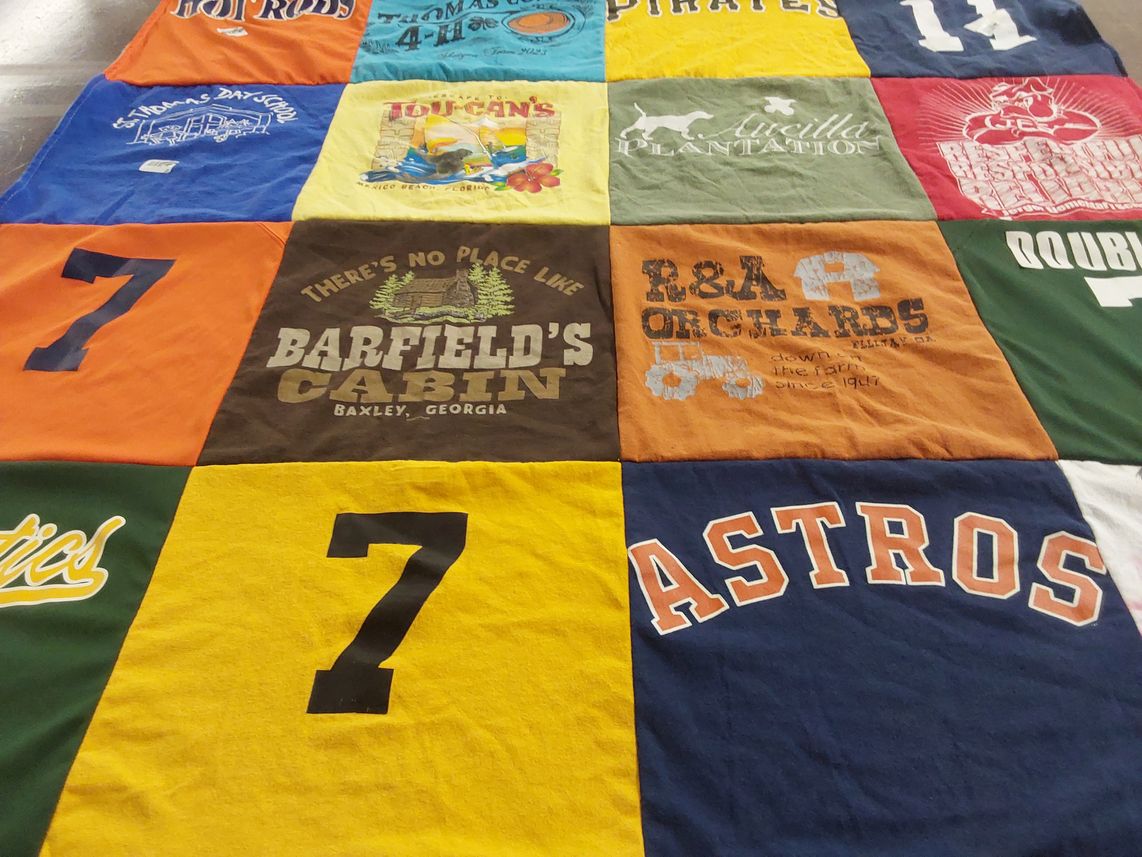 T-shirt quilt featuring astros by Casie from GA