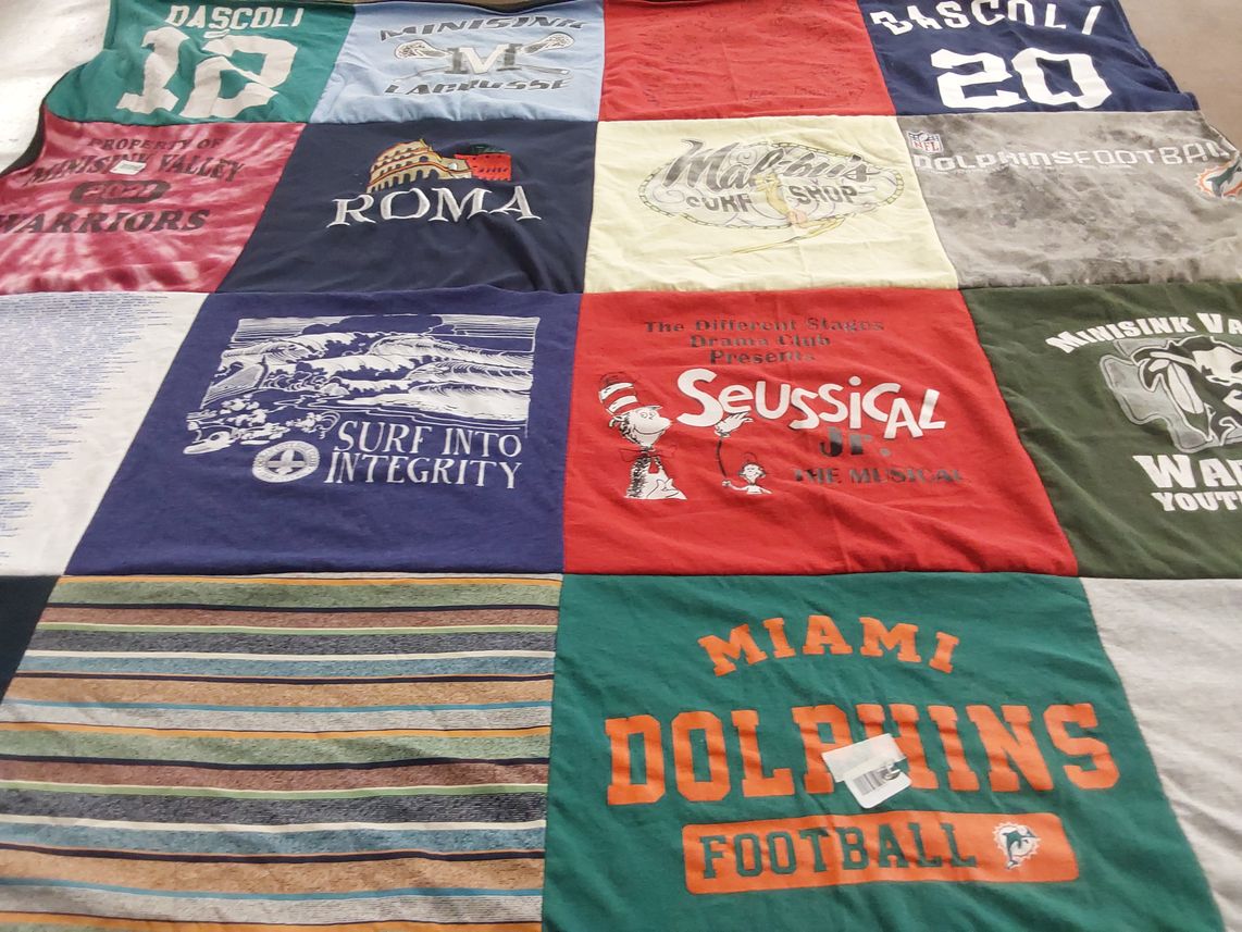 T-shirt quilt featuring miami dolphins football by Michelle from MD