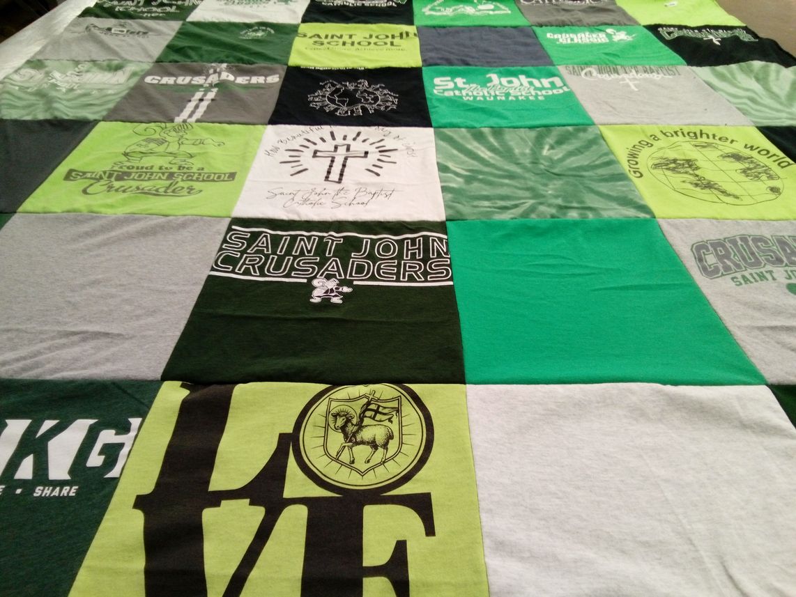 T-shirt quilt featuring saint john crusaders by Beth from WI
