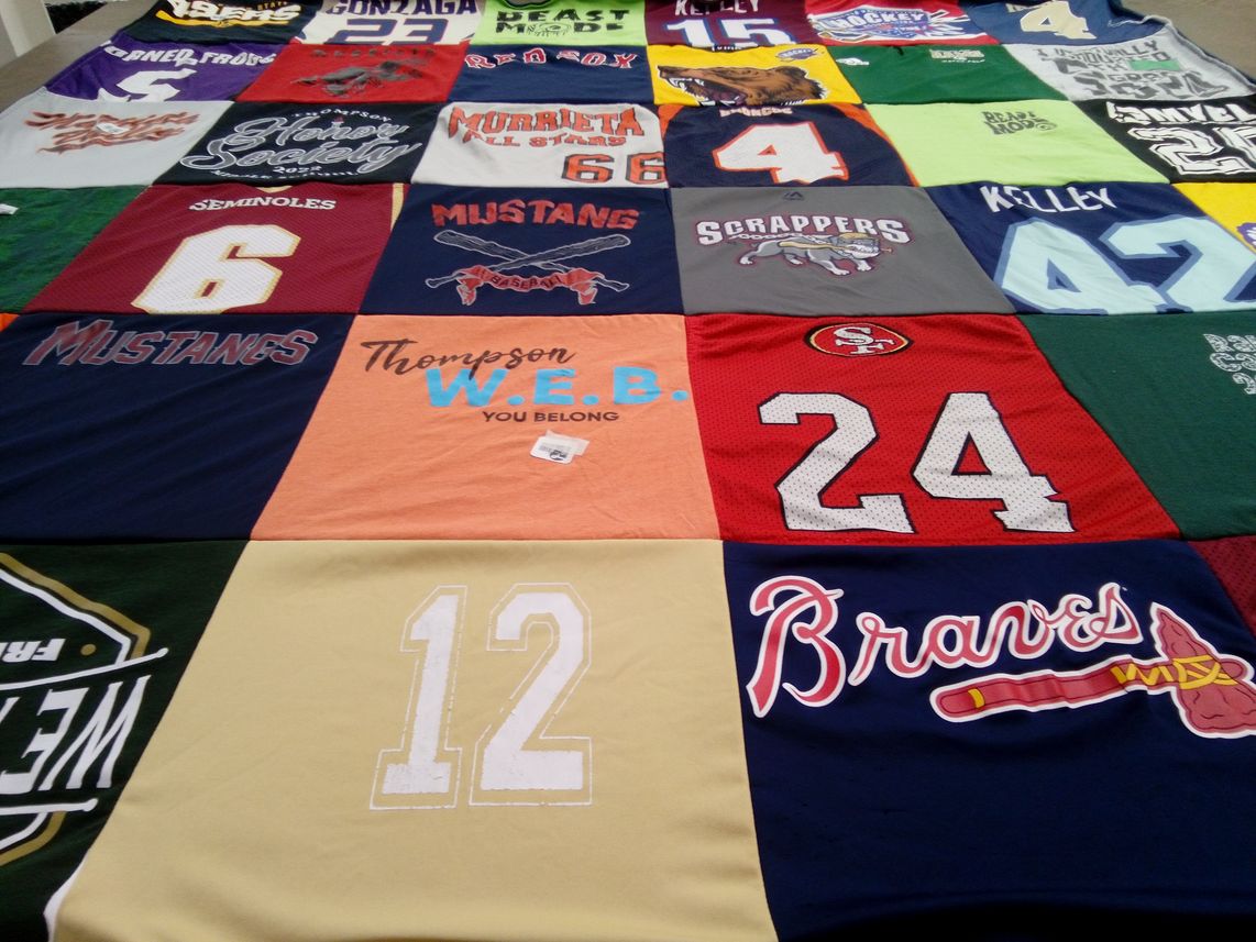 T-shirt quilt from murrieta valley high school, gonzaga university by Christina from CA