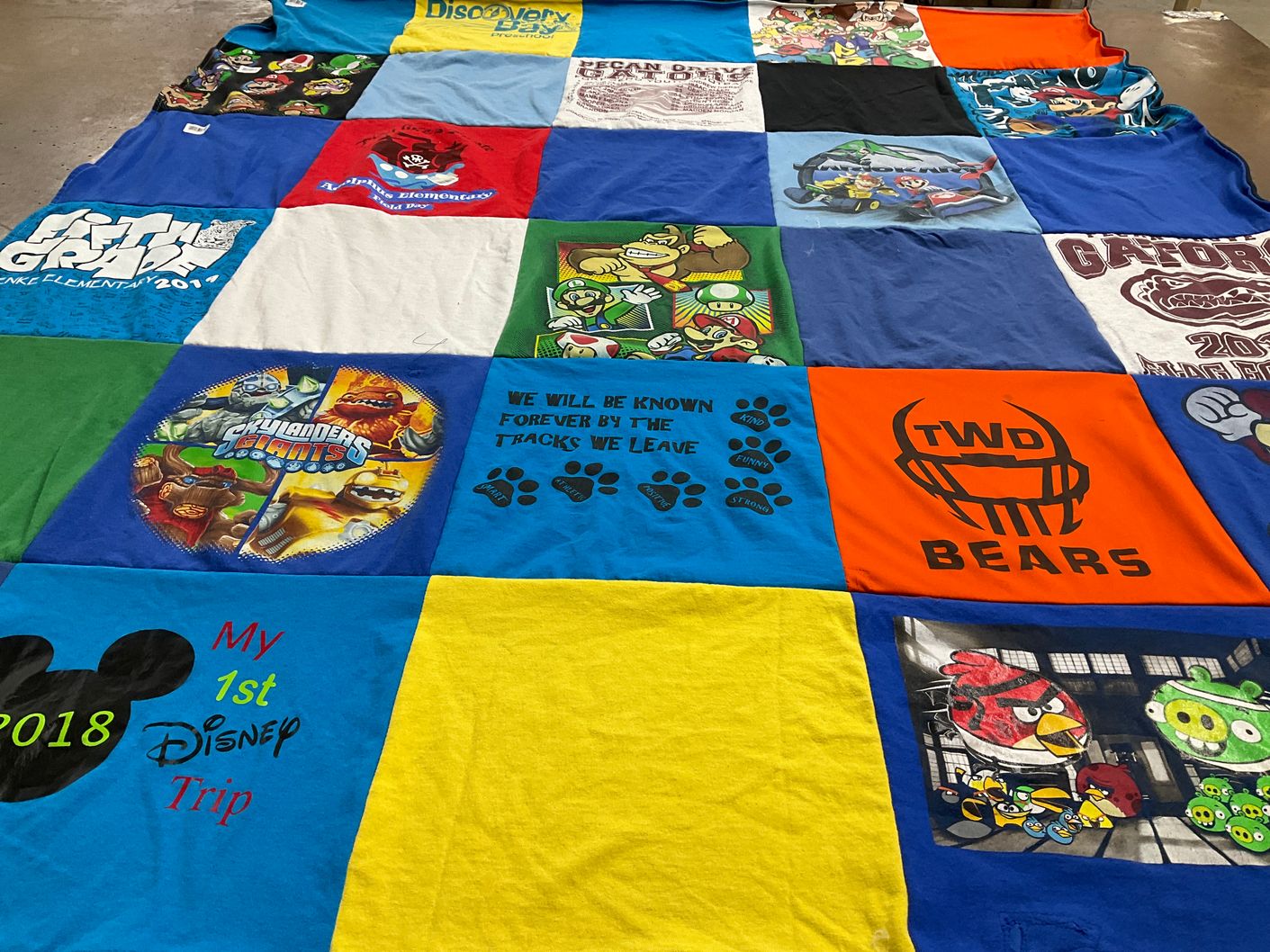 T-shirt quilt featuring twd bears by Joe from TX