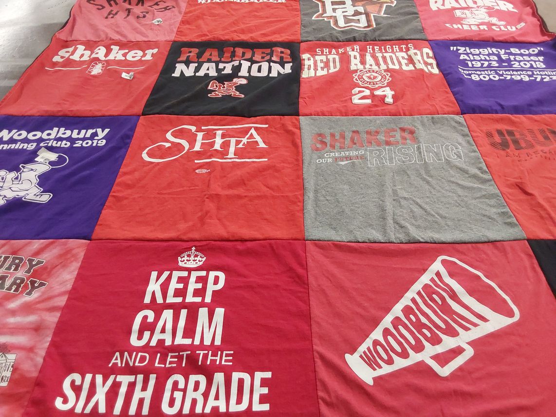 T-shirt quilt featuring shaker heights red raiders by Deana from OH