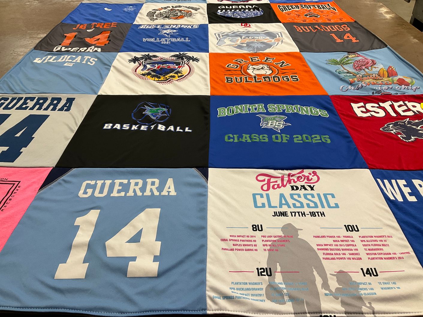 T-shirt quilt featuring coral springs panthers, parkland power by Kimberlea from FL