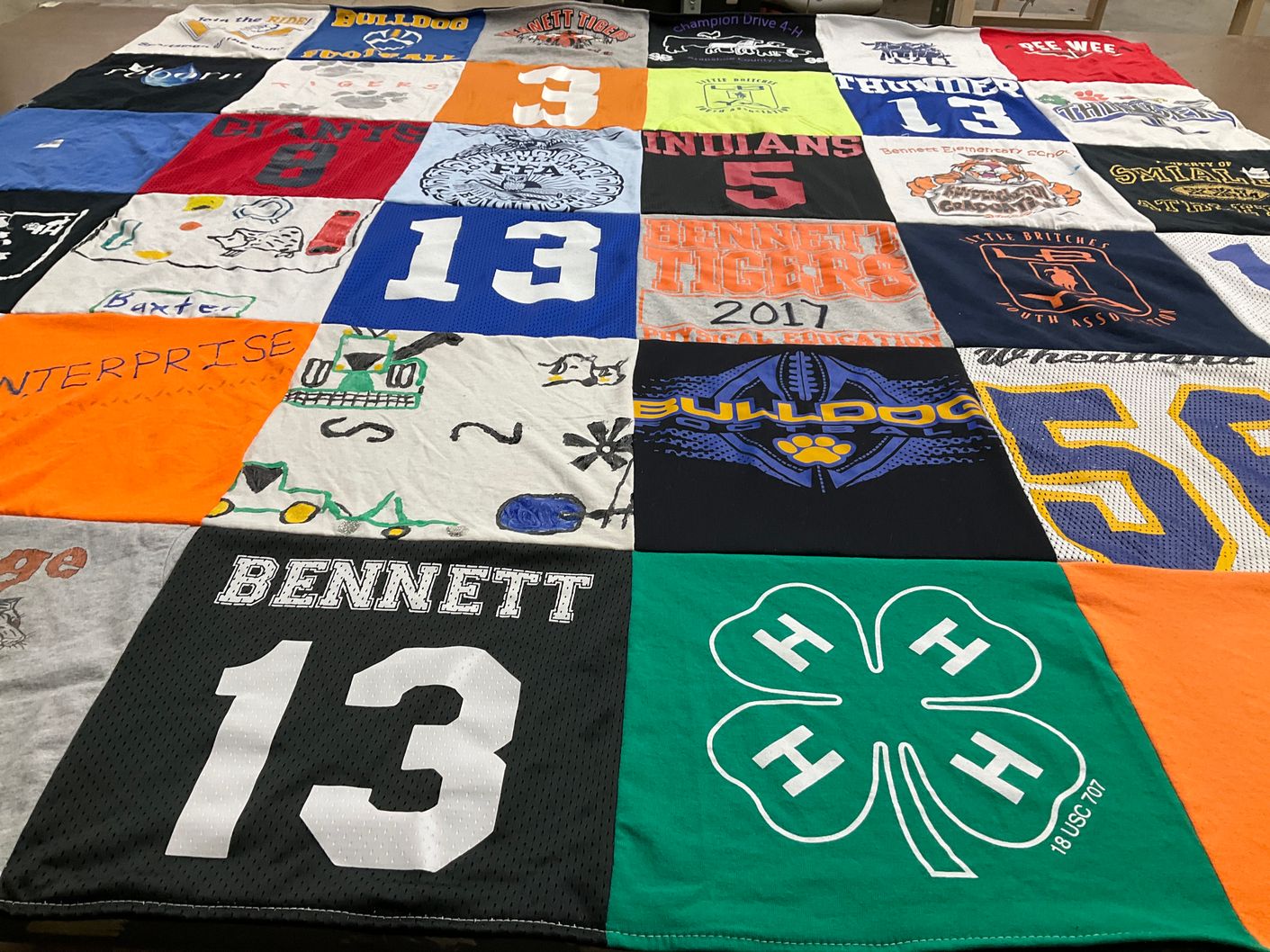 T-shirt quilt featuring bennett tigers by Dareth from WY