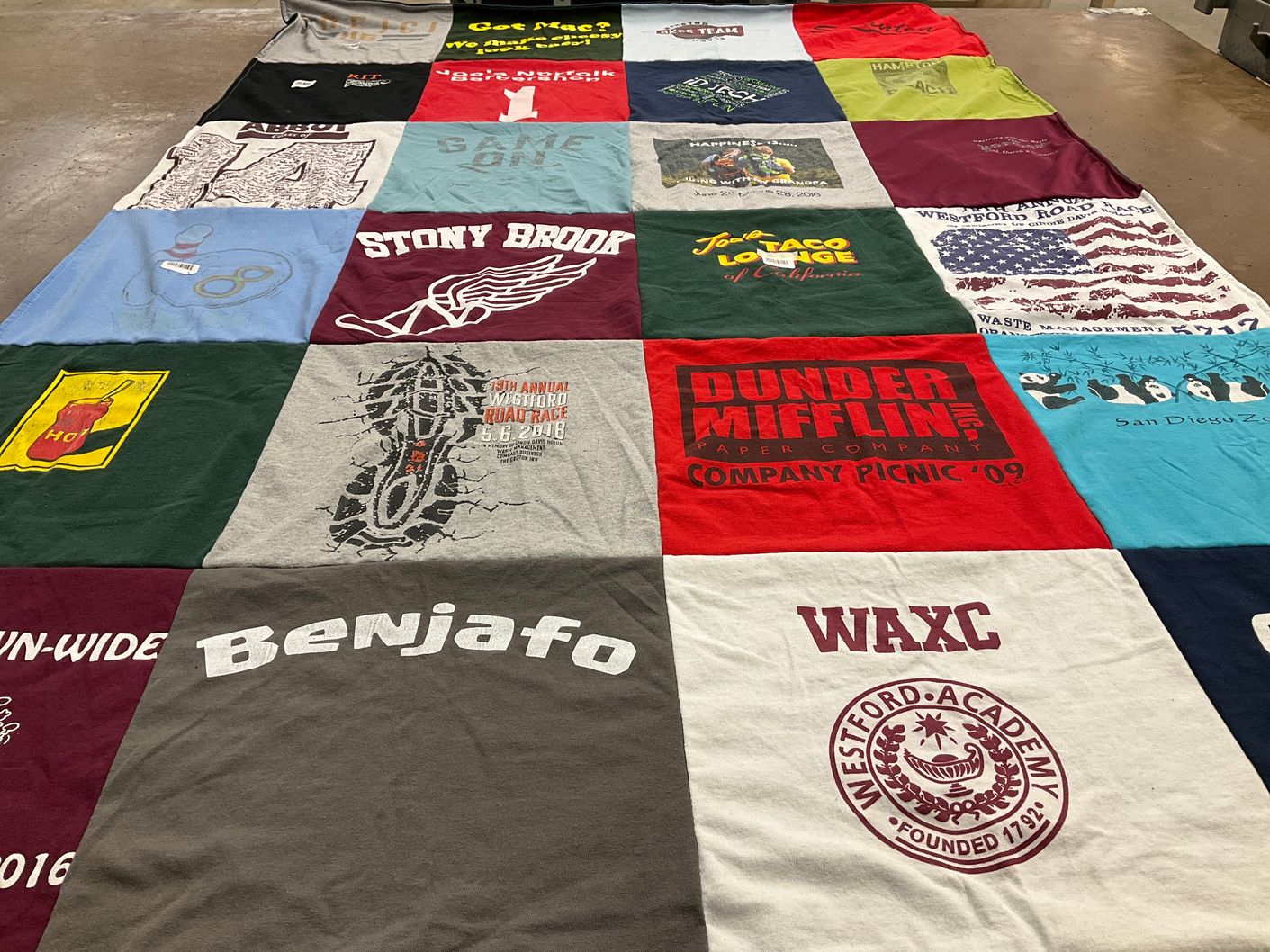 T-shirt quilt featuring stony brook university, westford academy cross country by KRISTEN from MA