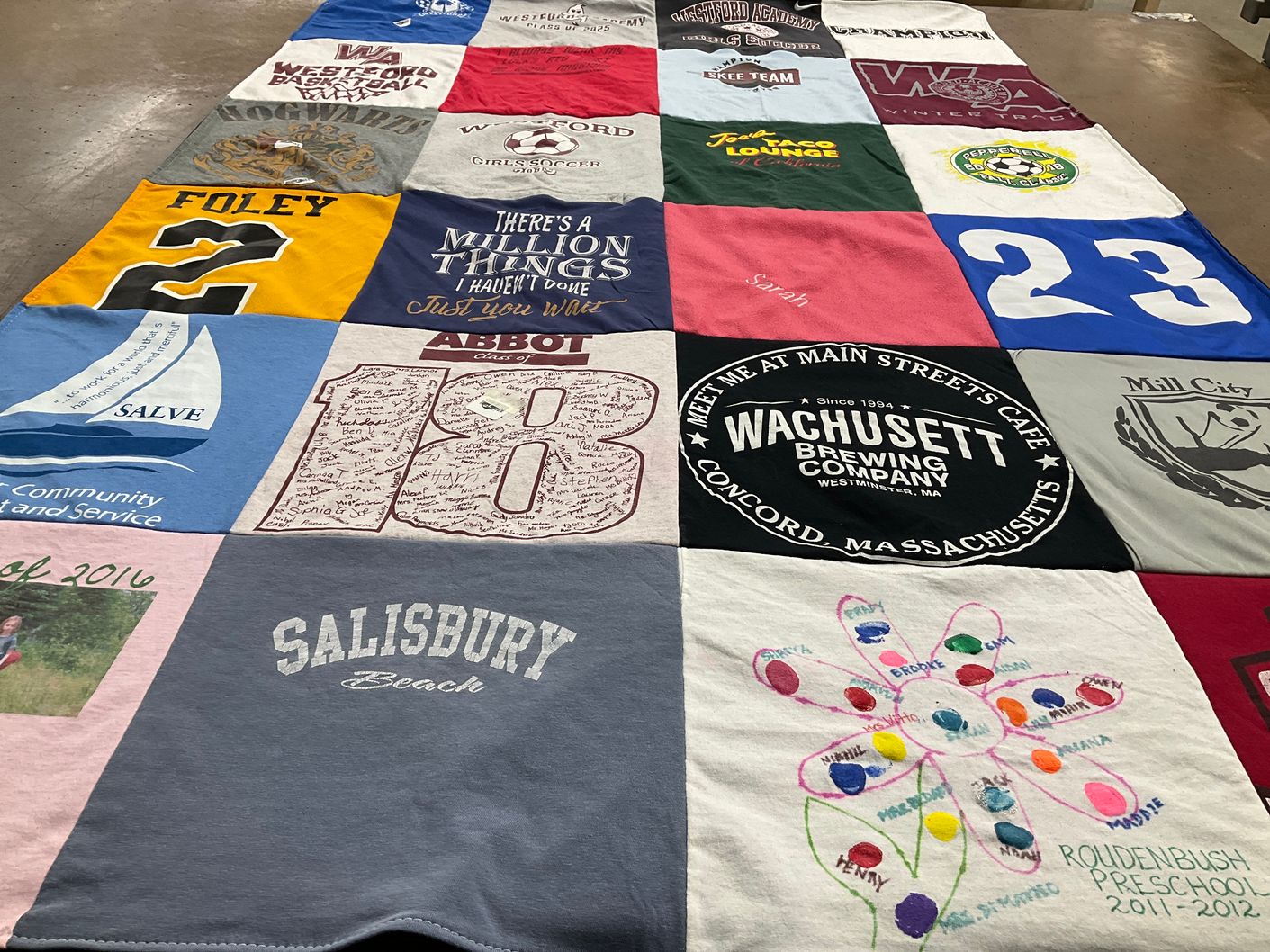 T-shirt quilt featuring westford girls soccer, westford basketball by KRISTEN from MA