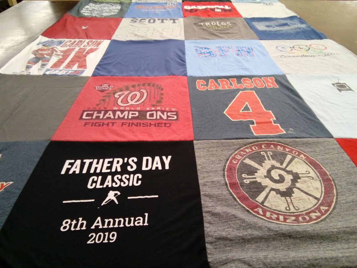 T-shirt quilt with sports, baseball themes by Kevin from VA