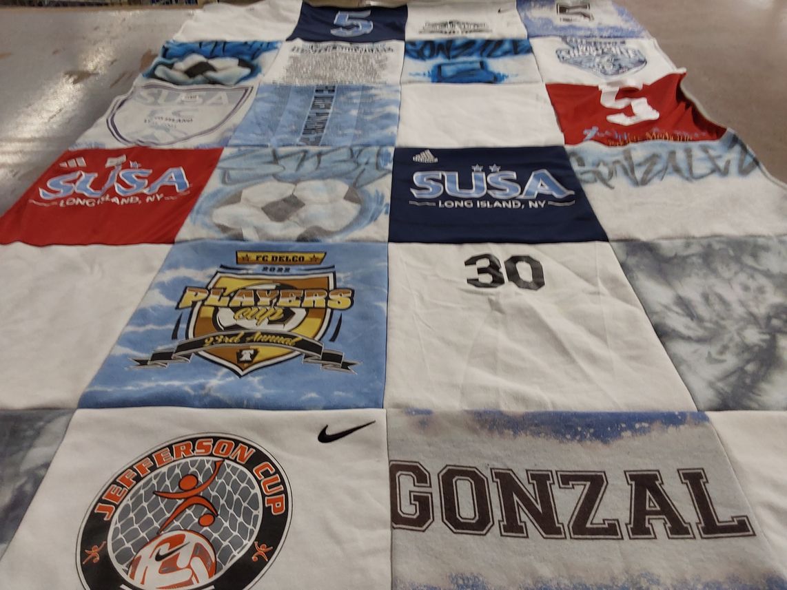 T-shirt quilt with soccer themes by Cristina from NY