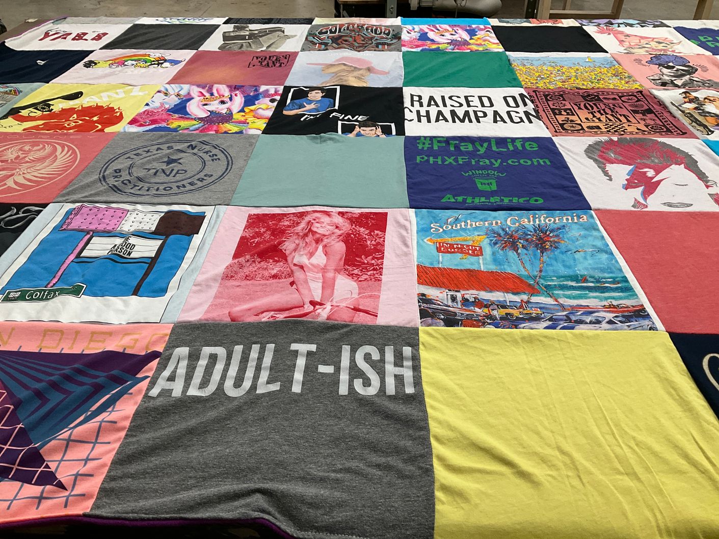 T-shirt quilt with nursing, beach themes by Tarah from AZ