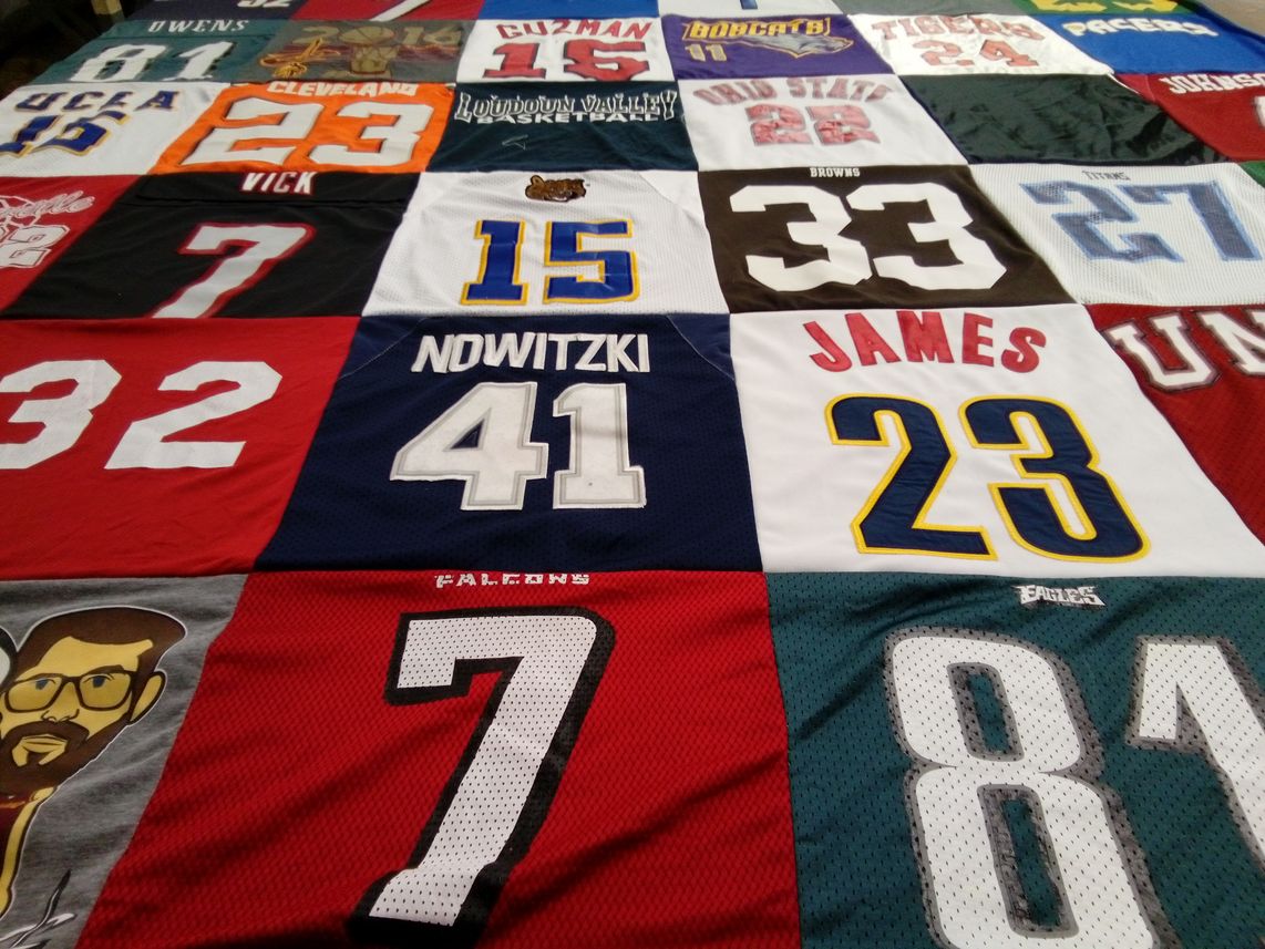 T-shirt quilt featuring cleveland browns, philadelphia eagles by Douglas from PA