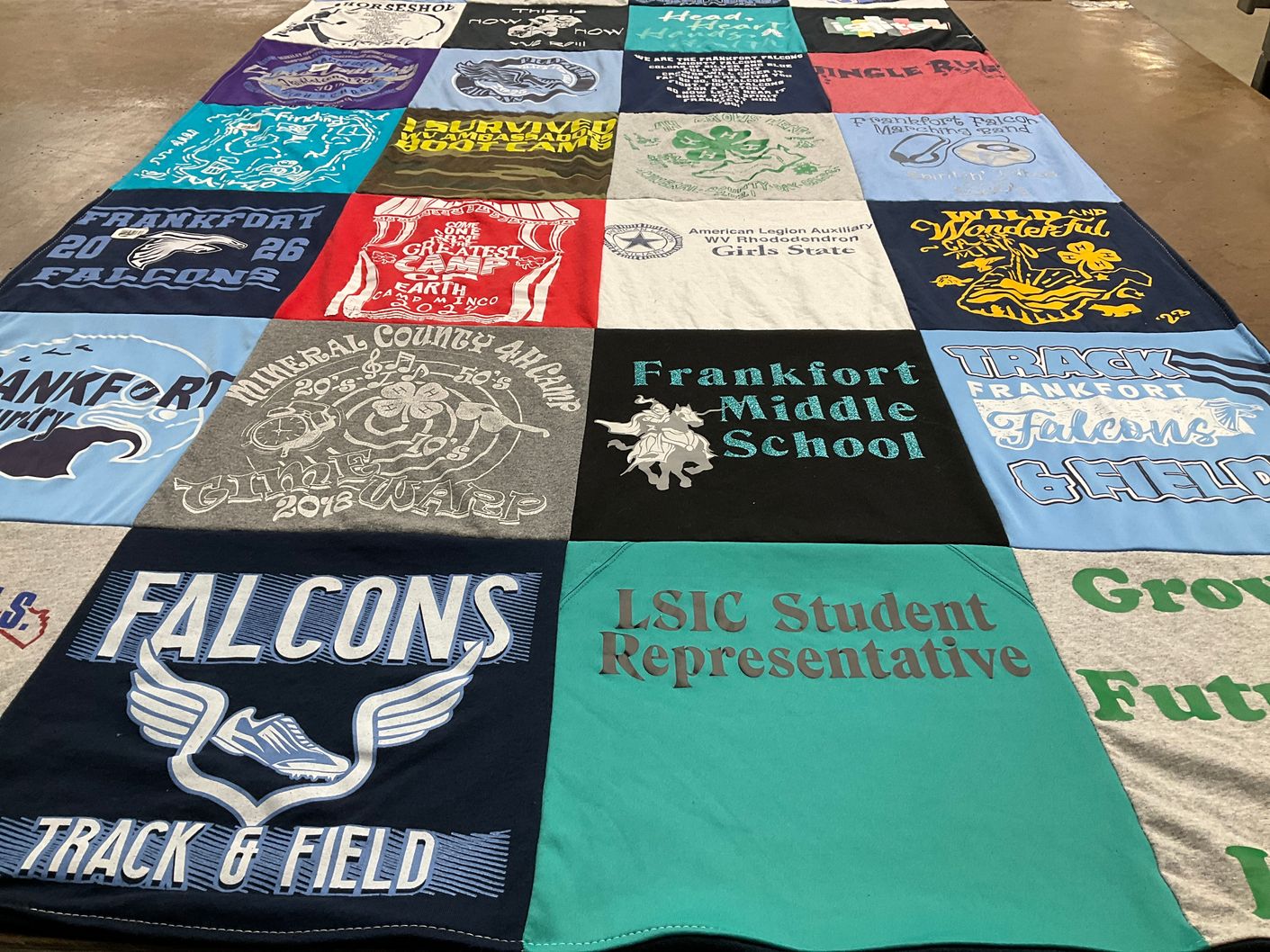 T-shirt quilt featuring frankfort falcons by Amy from WV