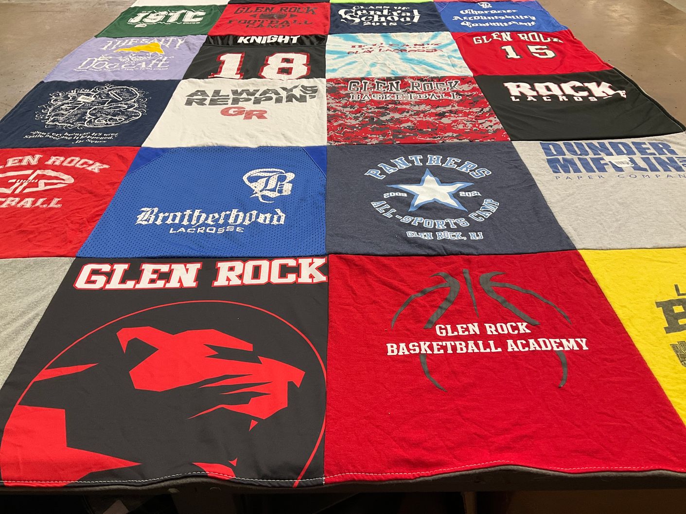 T-shirt quilt featuring glen rock basketball, glen rock lacrosse by Jennifer from NJ