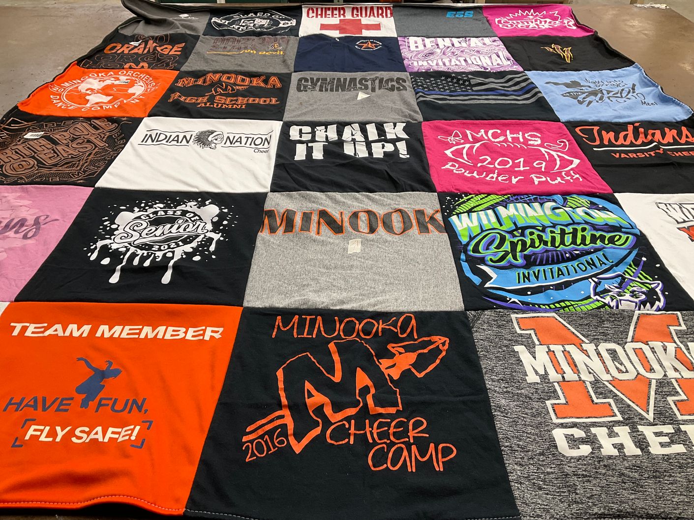 T-shirt quilt from minooka high school by Sally from IL