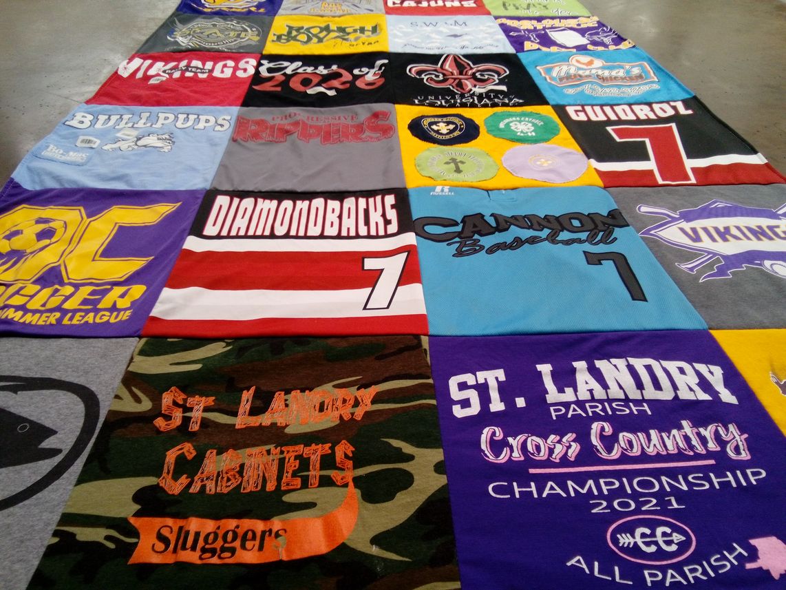 T-shirt quilt featuring cannon baseball, st landry parish cross country by Sandra from LA