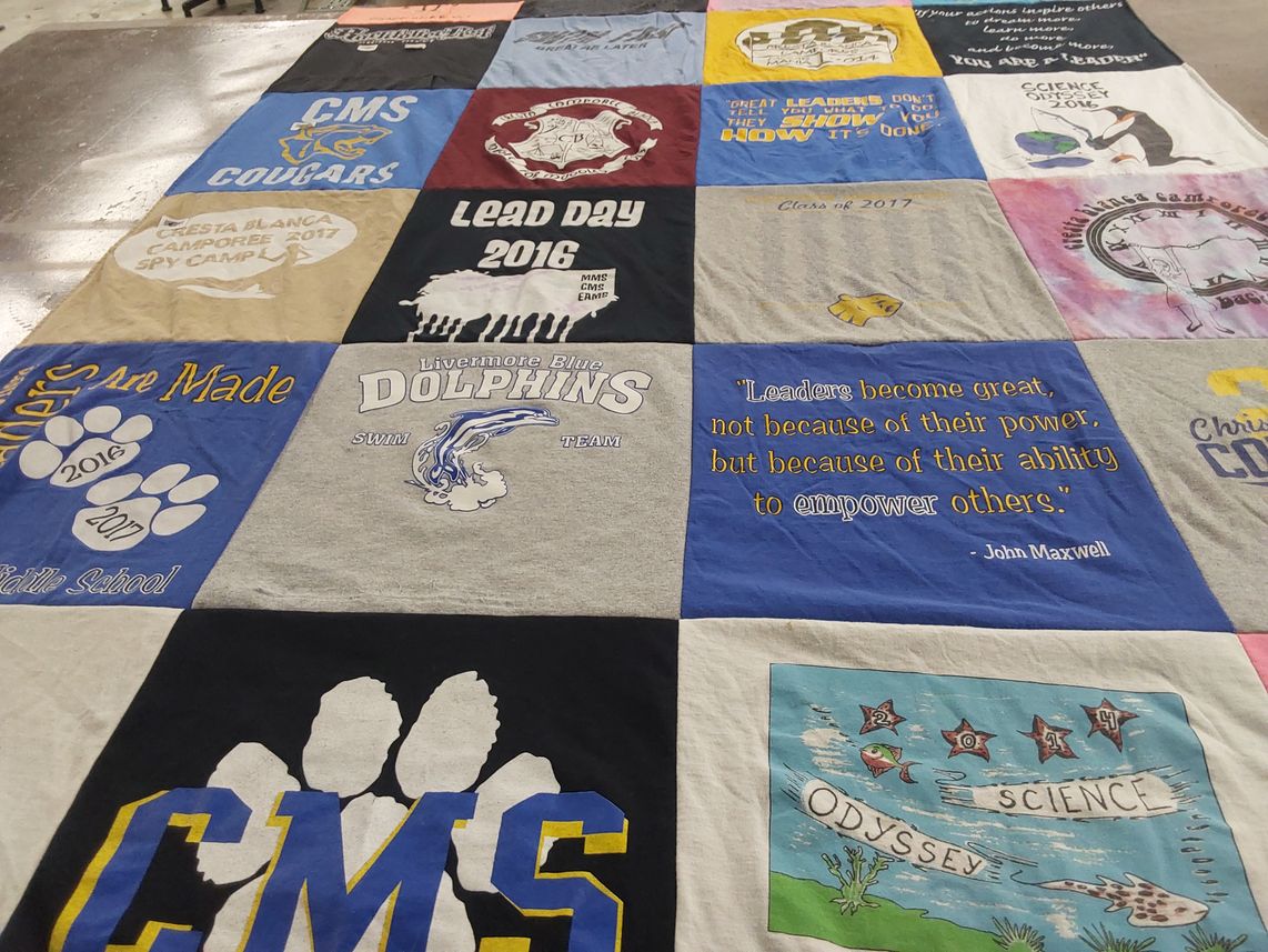 T-shirt quilt featuring livermore blue dolphins swim team by Wendi from CA