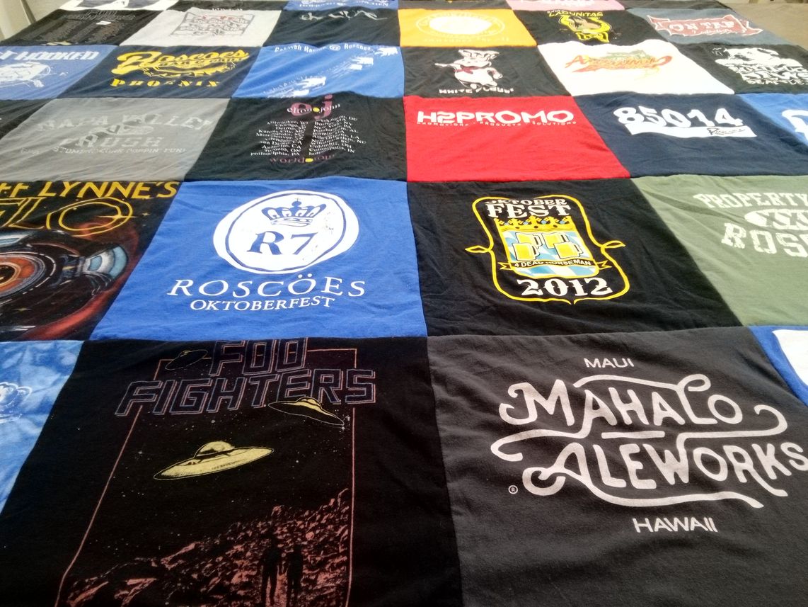 T-shirt quilt with music, oktoberfest themes by Grant from AZ