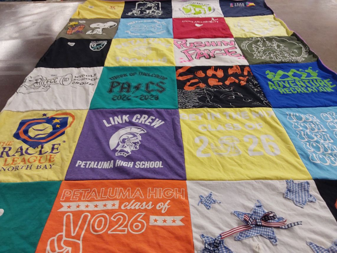 T-shirt quilt from petaluma high school by Katie from CA