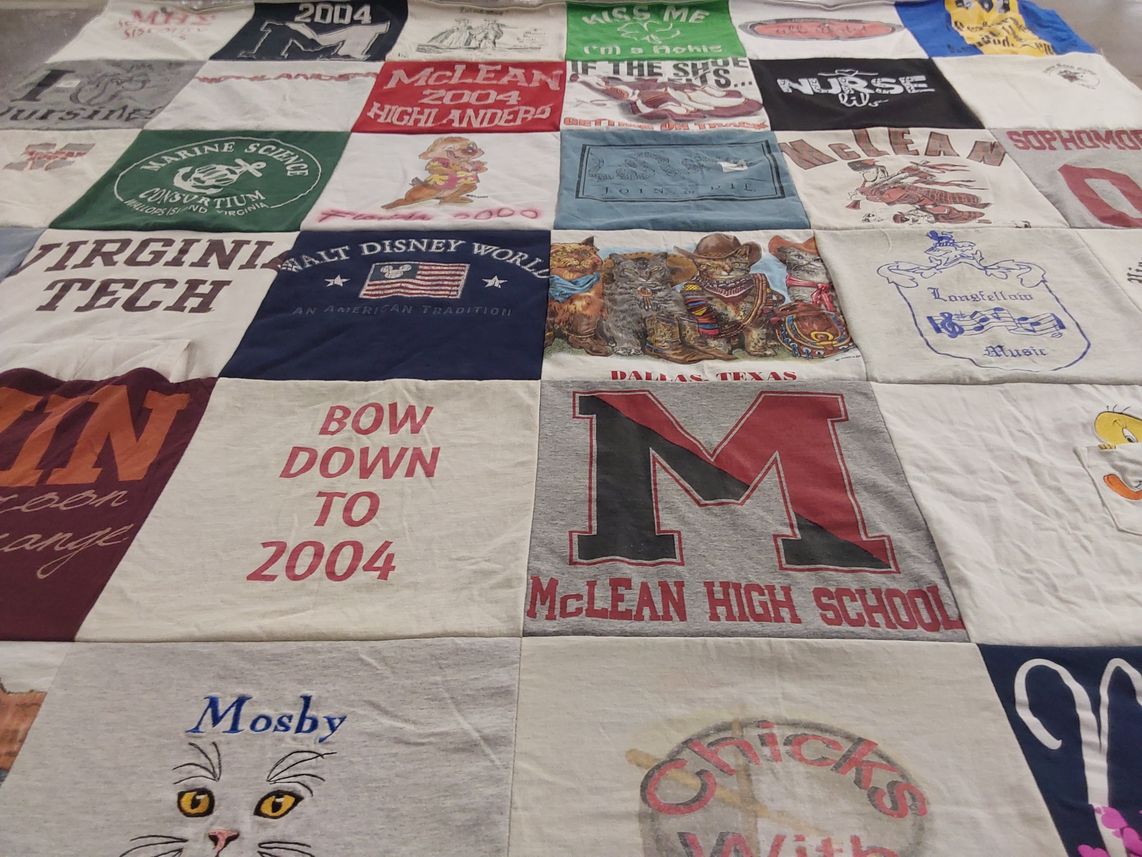 T-shirt quilt from mclean high school, virginia tech university by Amanda from MD