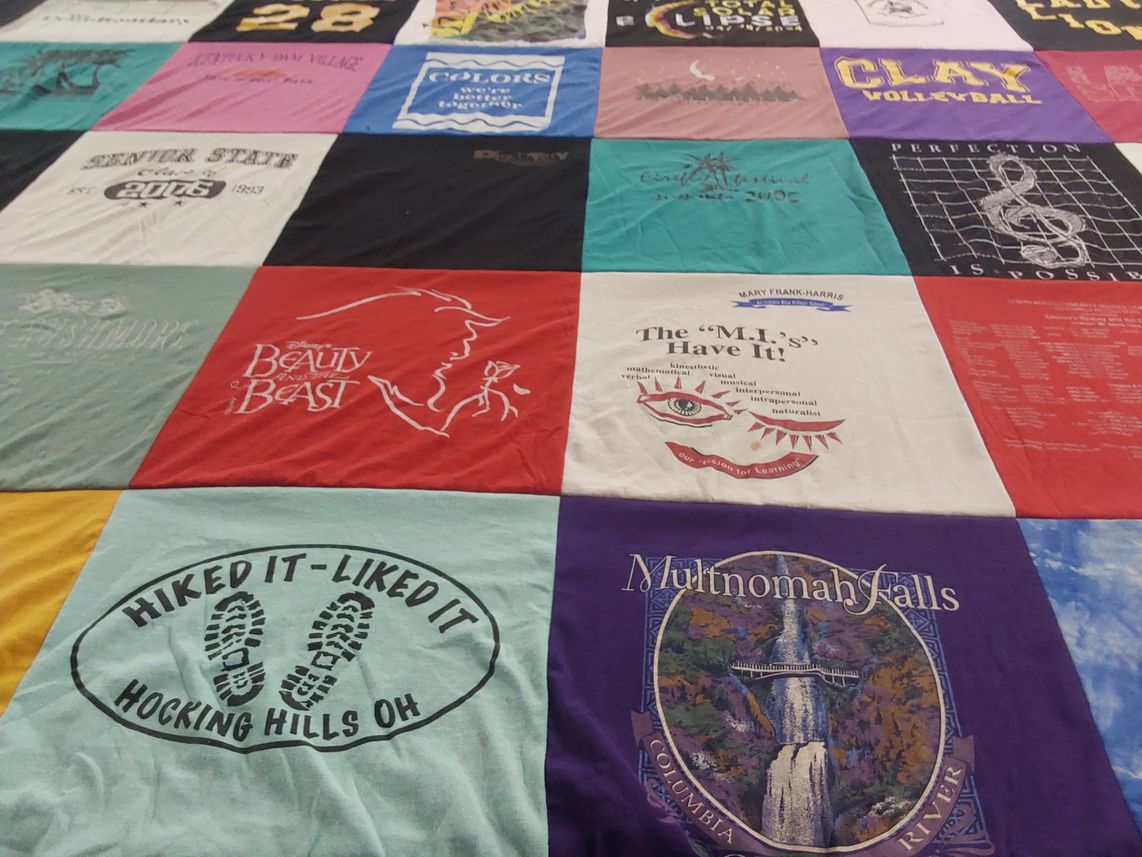 T-shirt quilt featuring clay volleyball by RIKKI from IN