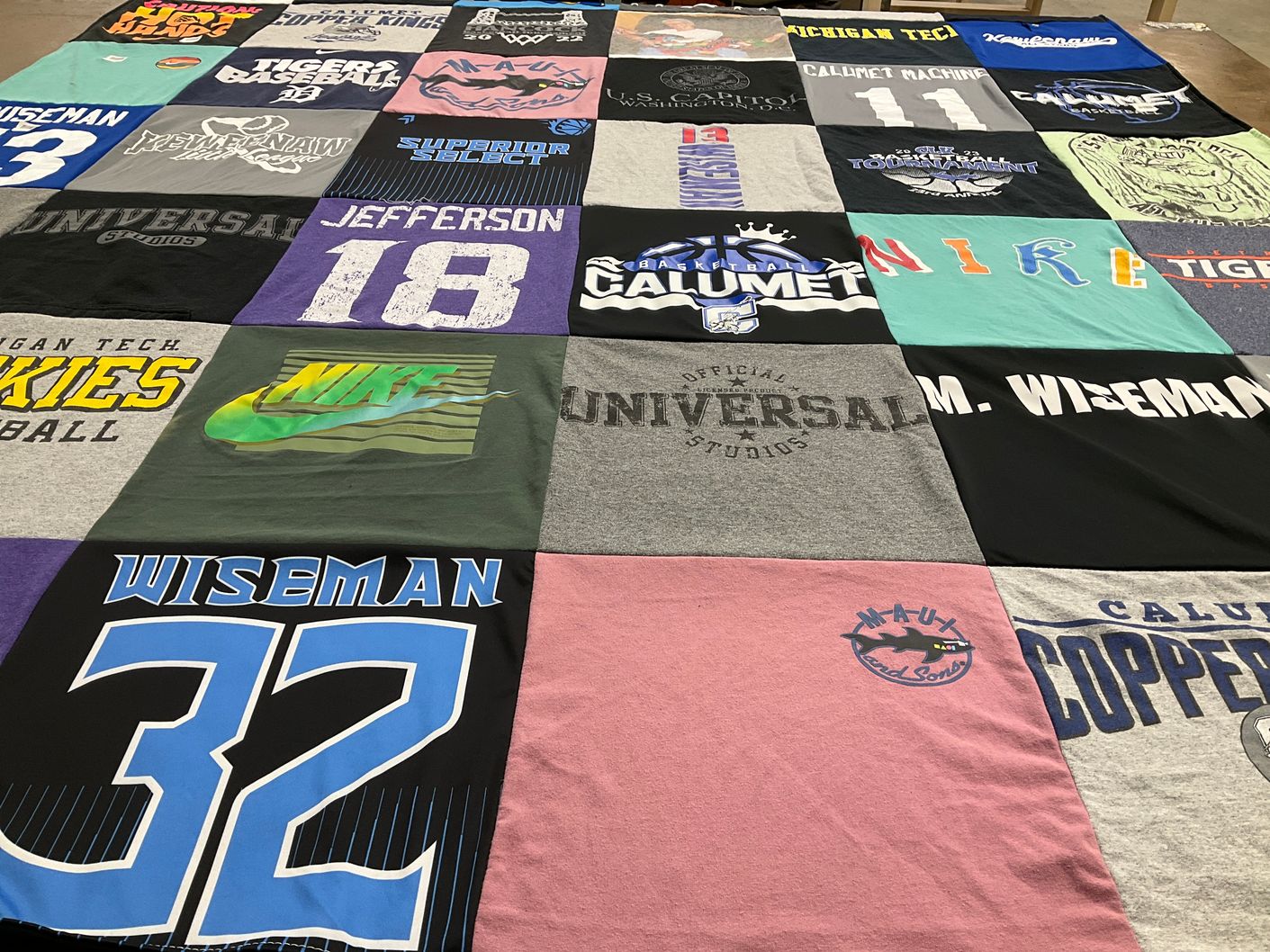 T-shirt quilt featuring calumet basketball, calumet tigers by Drew from MI