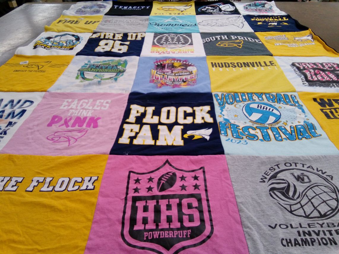 T-shirt quilt featuring hhs powderpuff by Sheri from MI