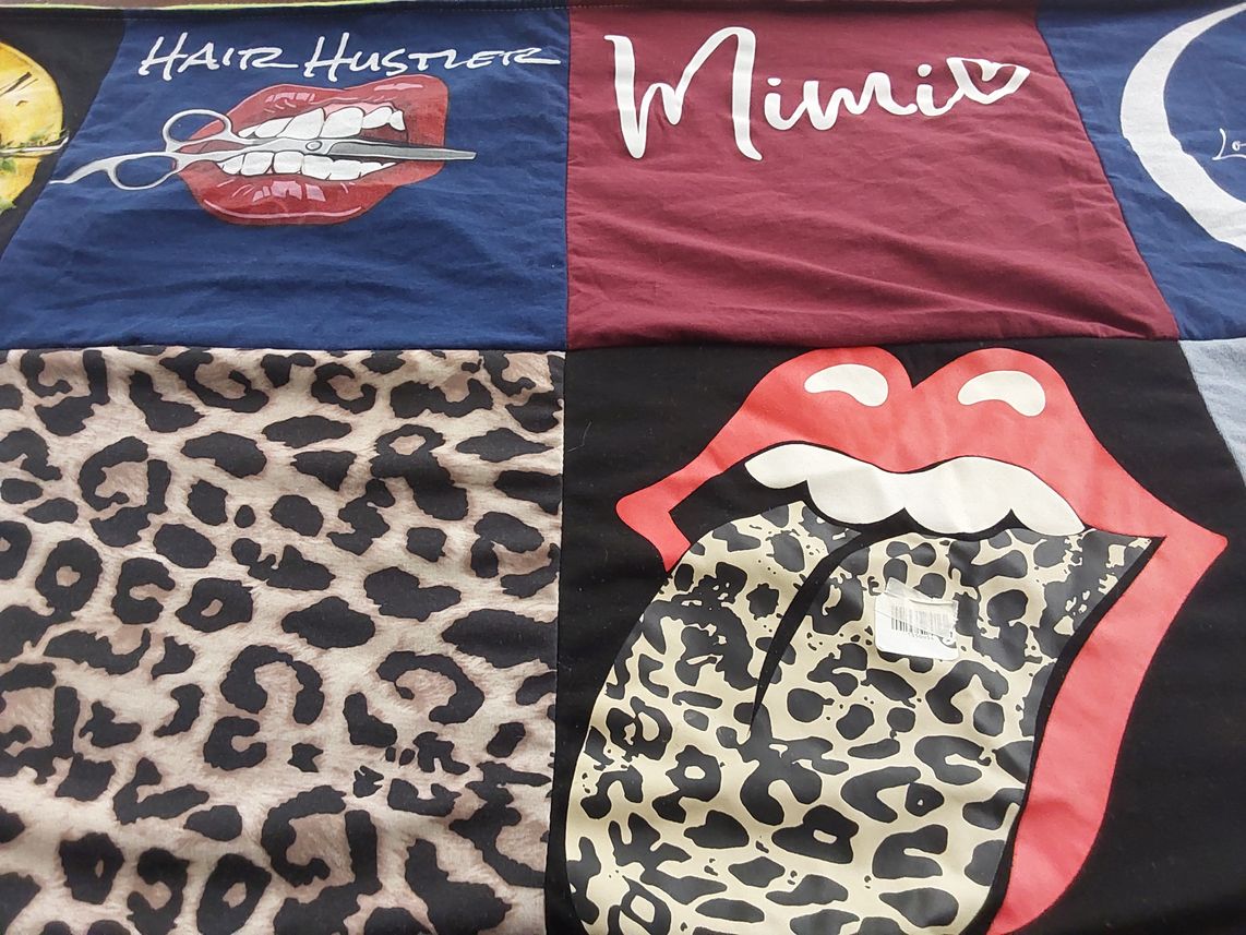 T-shirt quilt with fashion, music themes by Letha from WV