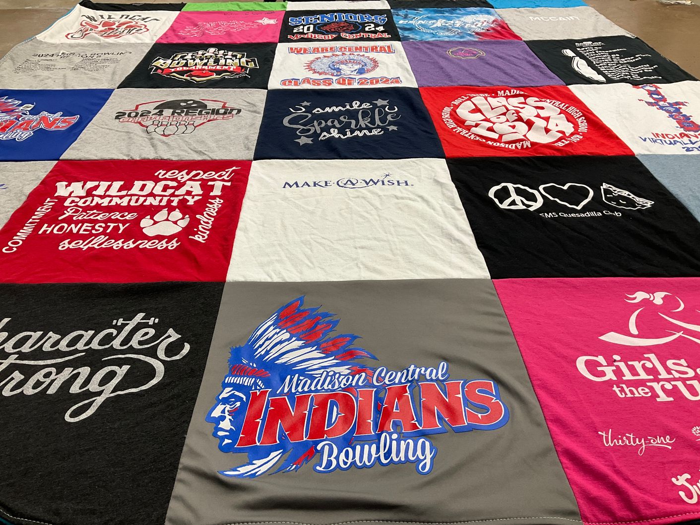 T-shirt quilt featuring madison central indians by Tamatha from KY