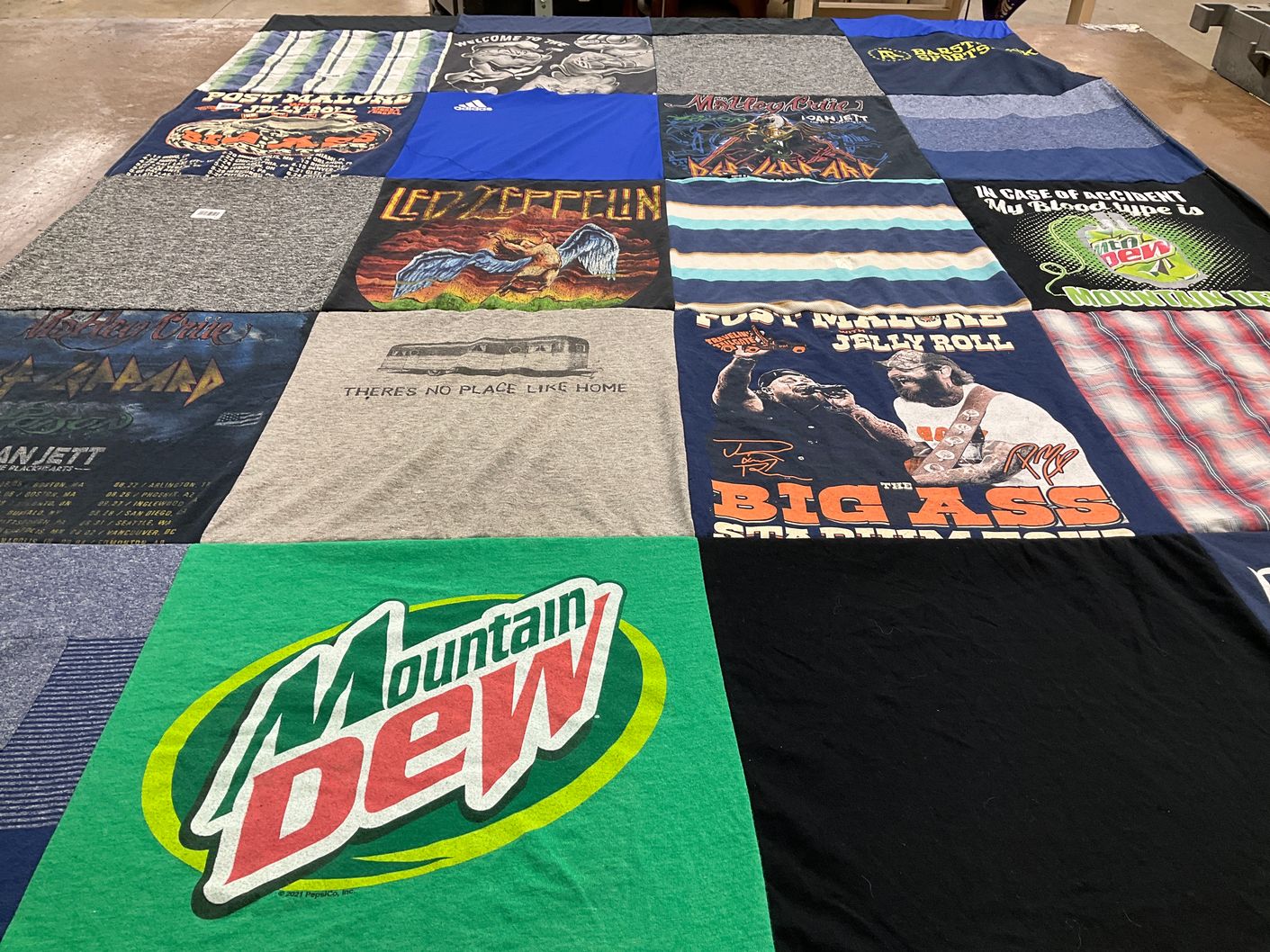 T-shirt quilt with music, concerts themes by Jennifer from MI