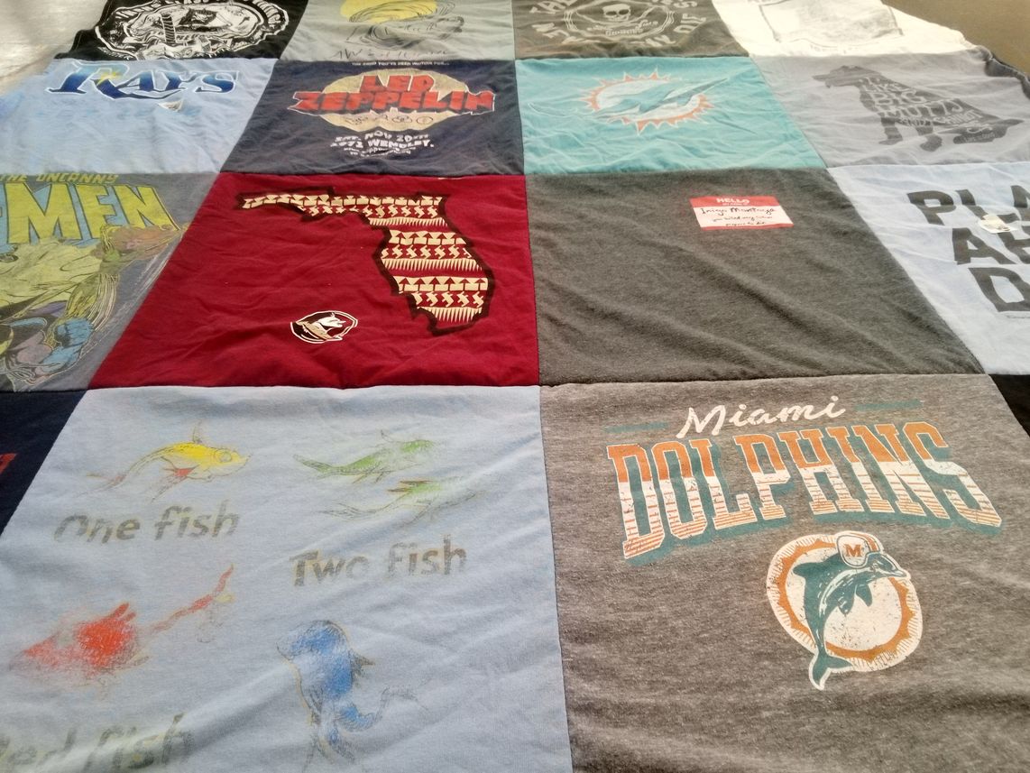 T-shirt quilt featuring miami dolphins by Antonia from FL