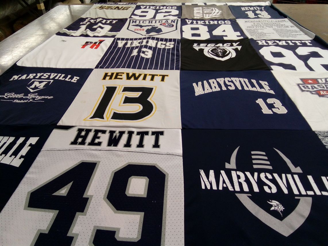 T-shirt quilt featuring marysville vikings by Nichole from MI