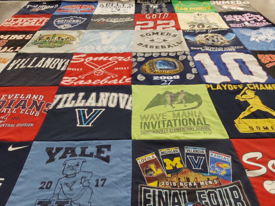 T-shirt quilt featuring cleveland indians, villanova university basketball by Michael from NJ