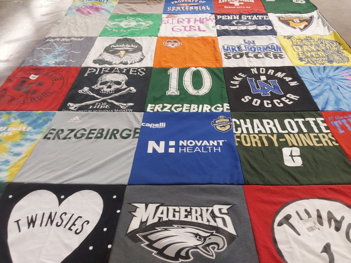 T-shirt quilt featuring lake norman soccer, philadelphia eagles by Alison from NC