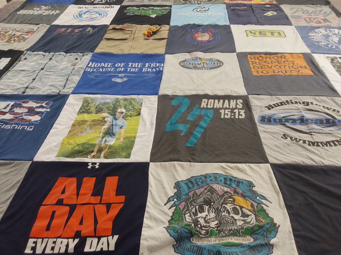 T-shirt quilt featuring huntingtown hurricanes by Jennifer from MD