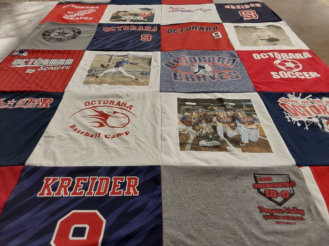 T-shirt quilt featuring octarara braves by Marita from PA