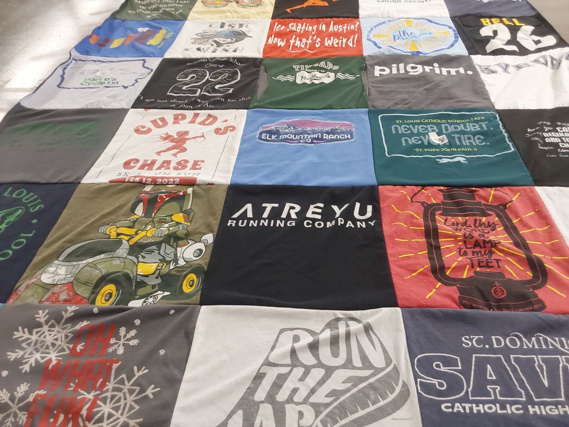 T-shirt quilt from saint louis catholic school by Jennifer from TX