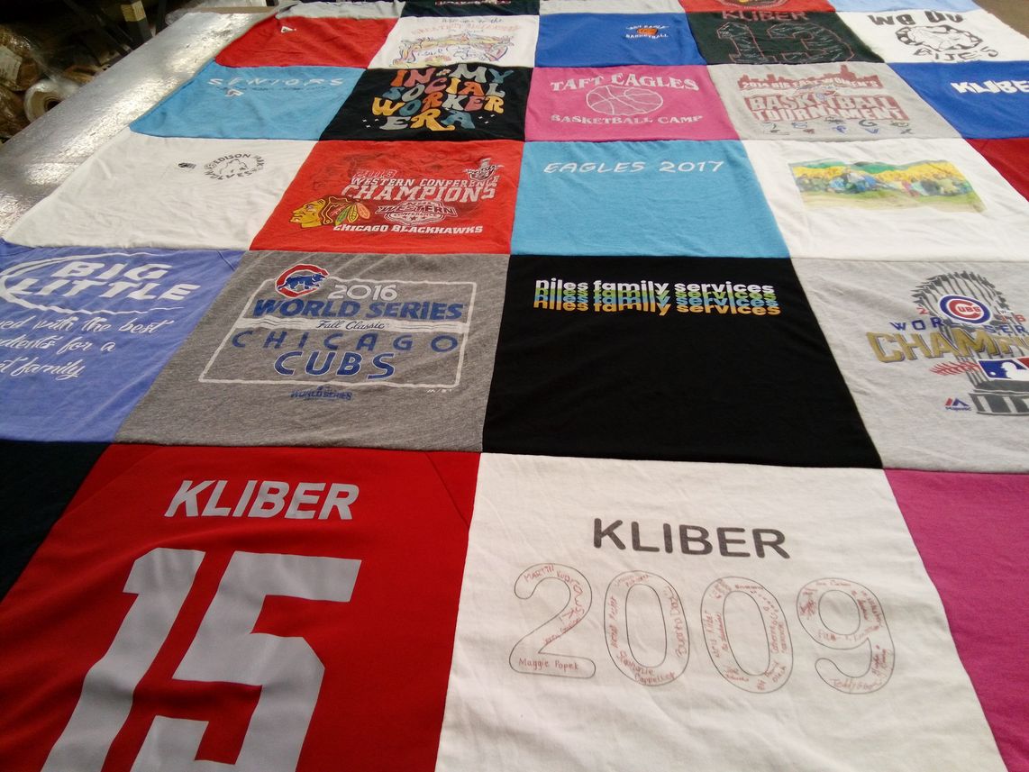 T-shirt quilt featuring chicago cubs by Rebecca from IL