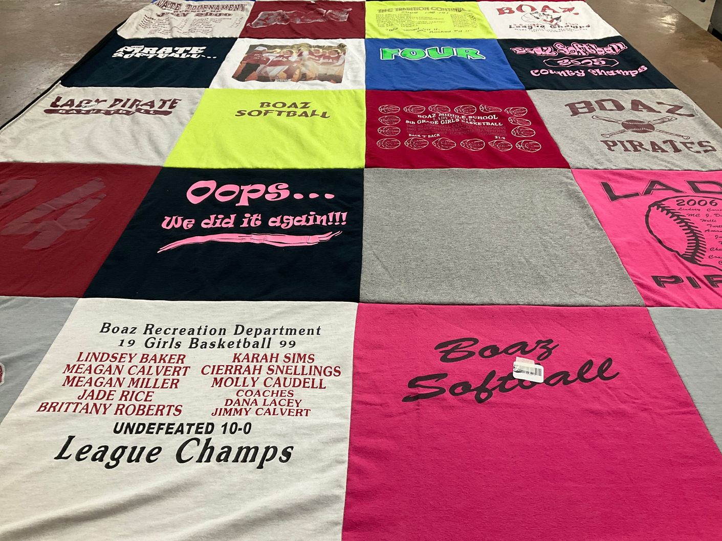 T-shirt quilt featuring boaz pirates by Jade from NM