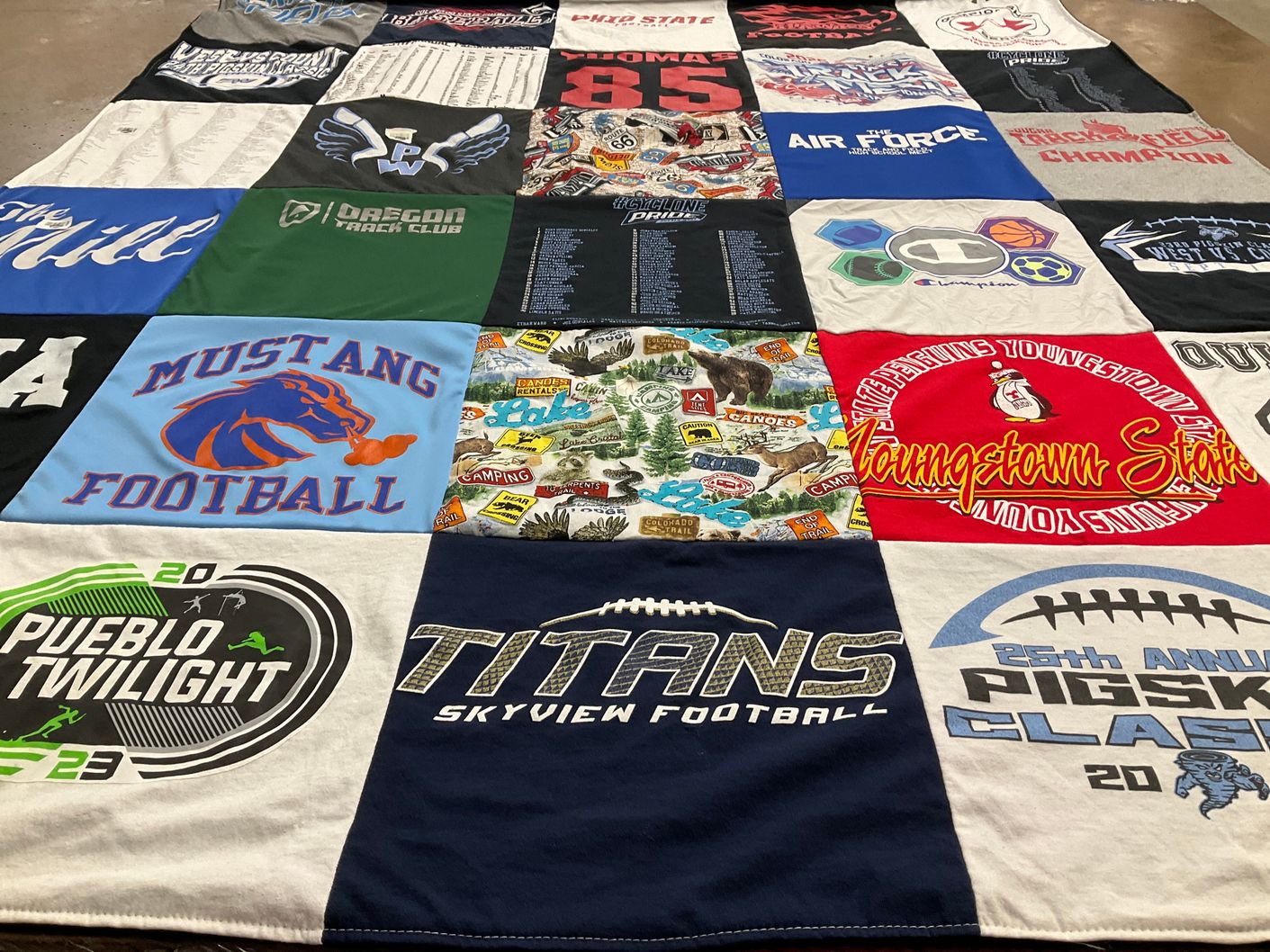 T-shirt quilt featuring mustang football, titan skyview football by Ashton from CO