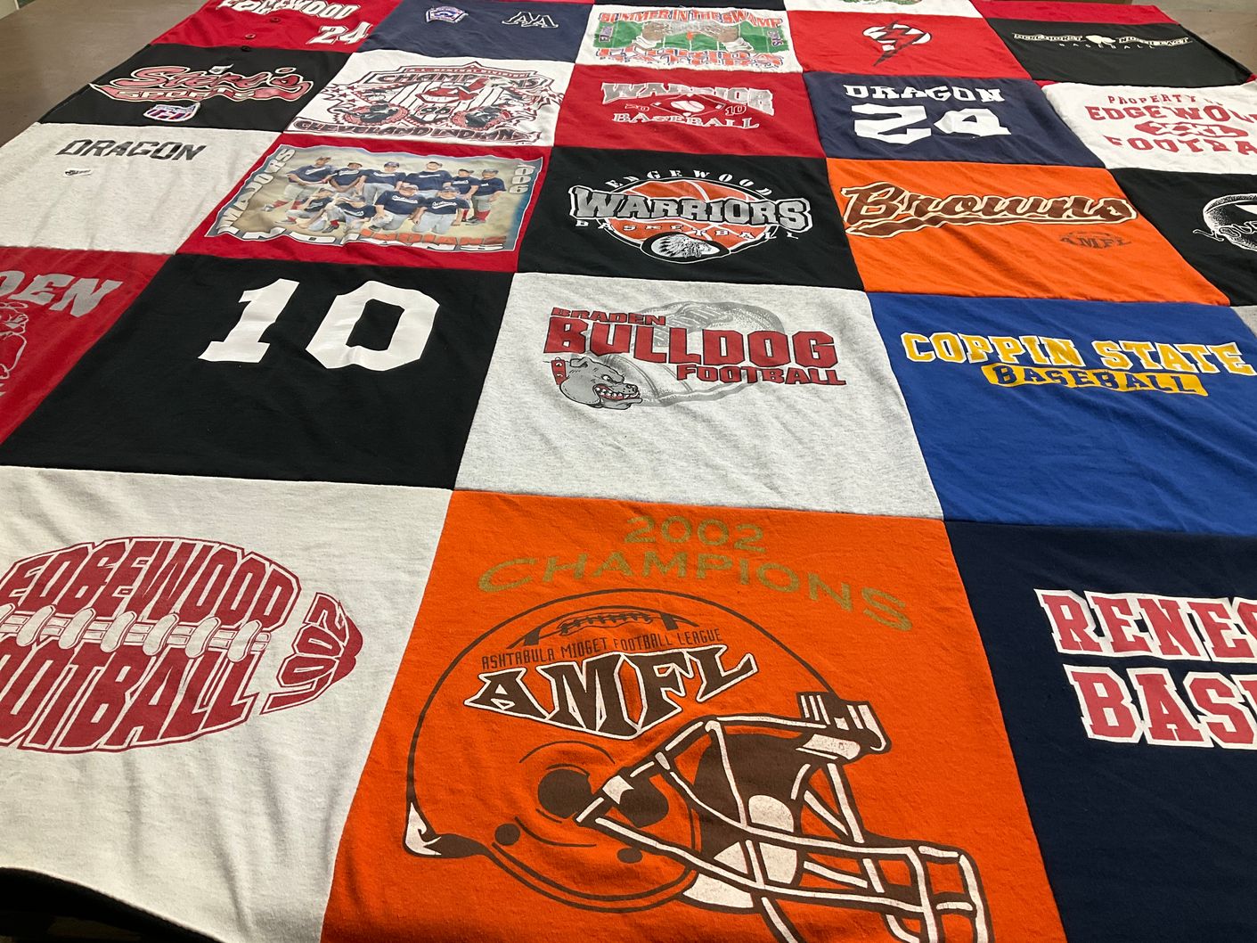 T-shirt quilt featuring edgewood football, bulldog football by Georgia from OH